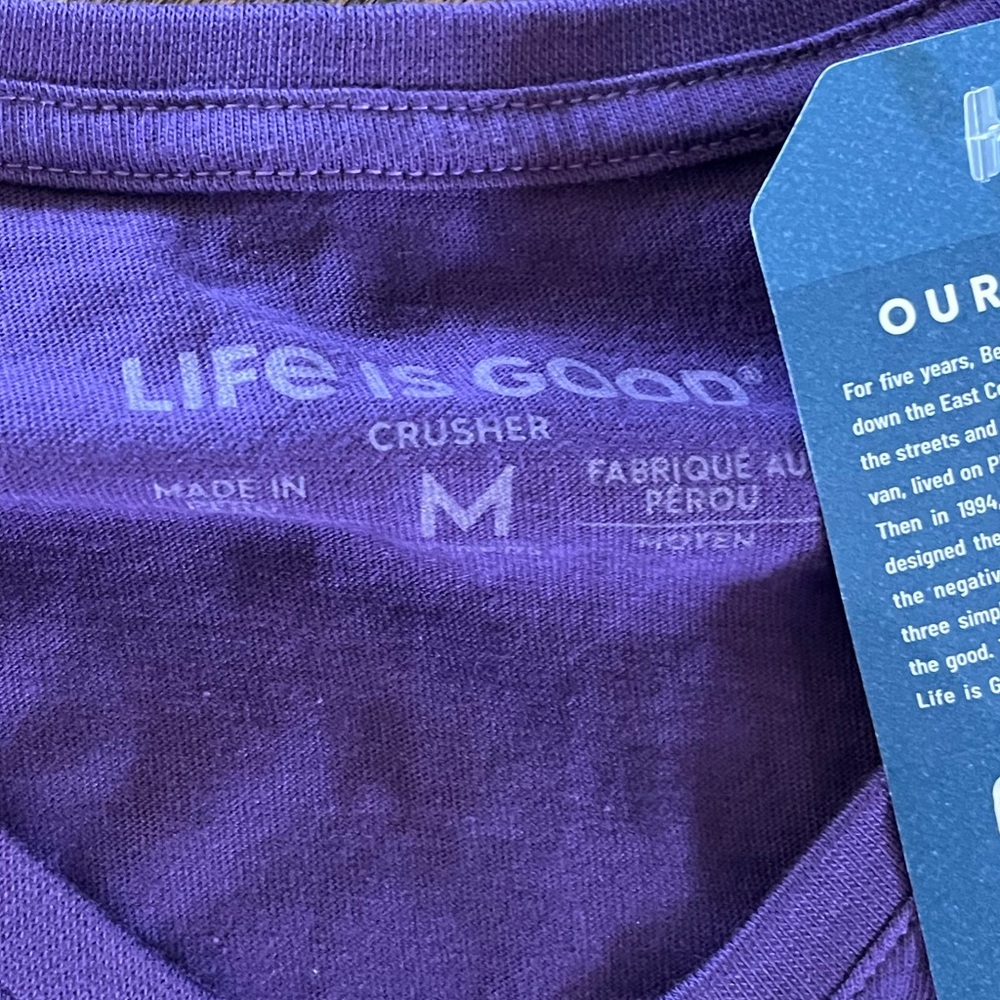 NEW woman’s medium Long Sleeve Shirt LIFE IS GOOD purple leaf crusher - Picture 5 of 7
